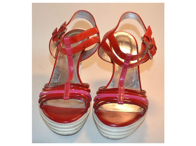 Sandali Hogan in vernice rossa con plateau Rosa Bianco Rosso - vista 2