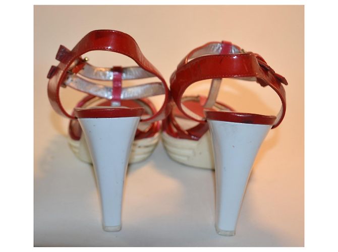 Sandali Hogan in vernice rossa con plateau Rosa Bianco Rosso - vista 3