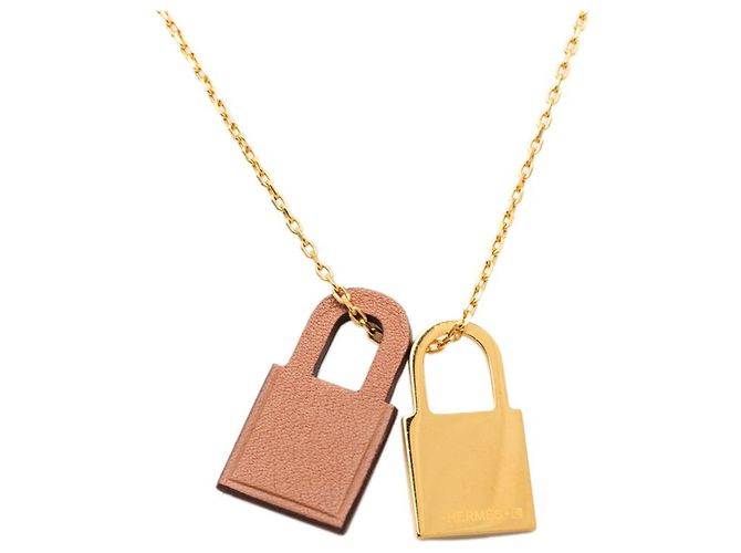 Hermès Collana con pendente a catena Hermes O'Kelly PM Marrone D'oro - vista 2