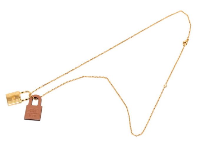 Hermès Collana con pendente a catena Hermes O'Kelly PM Marrone D'oro - vista 4