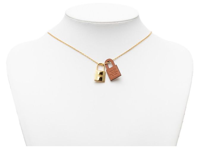 Hermès Collana con pendente a catena Hermes O'Kelly PM Marrone D'oro - vista 5