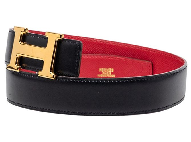 Hermès Cinturón Hermes Constance H Negro Roja - vista 2