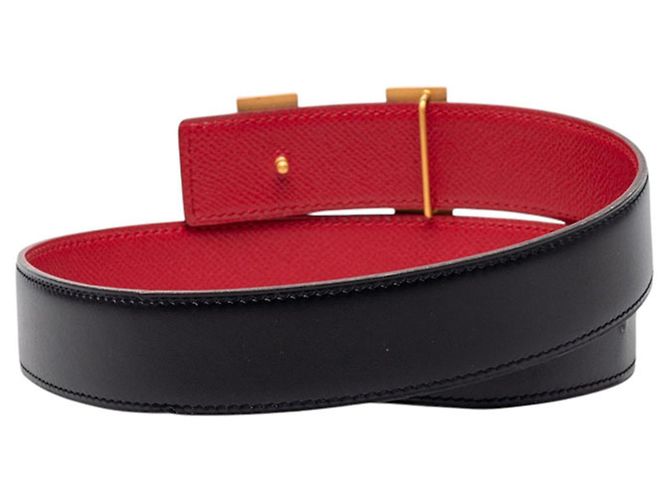 Hermès Cinturón Hermes Constance H Negro Roja - vista 3