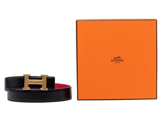 Hermès Cinturón Hermes Constance H Negro Roja - vista 7