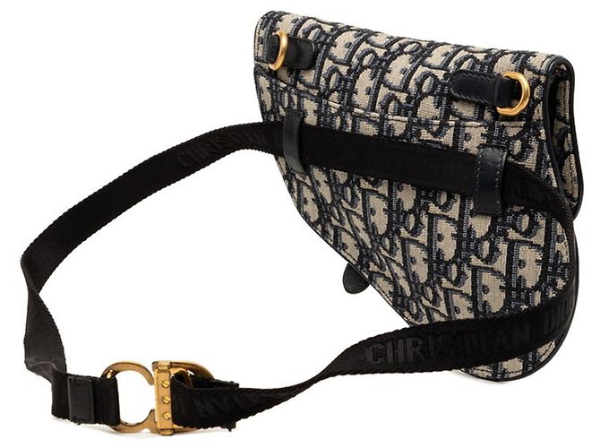 Borsa a tracolla Christian Dior Dior Oblique Nero Beige Blu navy - vista 2