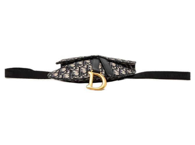 Borsa a tracolla Christian Dior Dior Oblique Nero Beige Blu navy - vista 3
