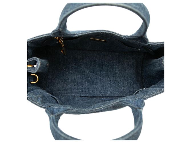 Sac Tote Prada Canapa com Placa de Logotipo Triangle Azul - vista 4