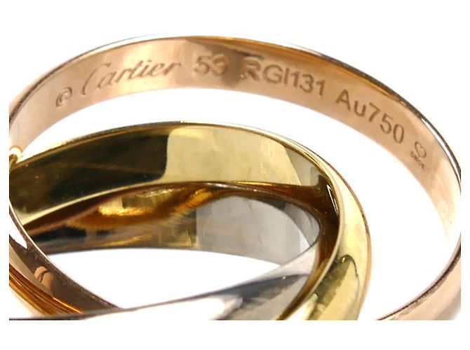 Anello Cartier Trinity in oro rosa giallo e bianco 18K - vista 4