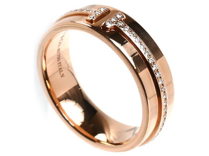 Tiffany & Co Anello Tiffany T Two stretto e largo in oro rosa 18K con diamanti - vista 2