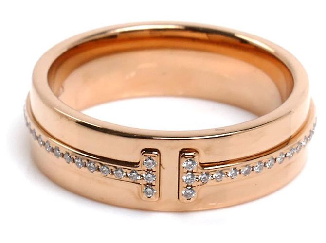 Tiffany & Co Anello Tiffany T Two stretto e largo in oro rosa 18K con diamanti - vista 3