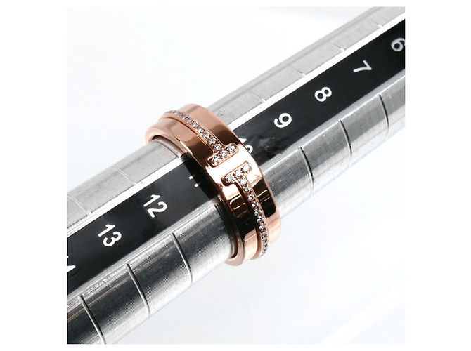 Tiffany & Co Anello Tiffany T Two stretto e largo in oro rosa 18K con diamanti - vista 6