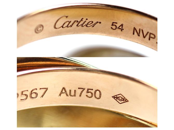 Anello Cartier Trinity in oro rosa giallo e bianco - vista 4