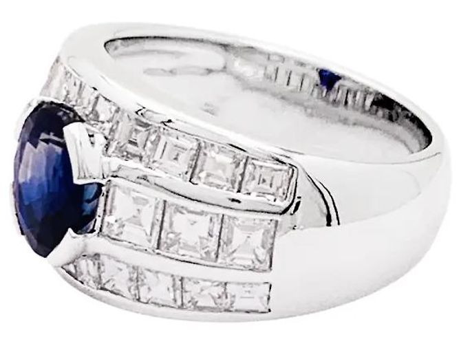 Autre Marque Weißgoldring, Saphir und Diamanten - Ansicht 2
