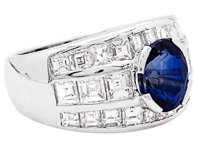 Autre Marque Weißgoldring, Saphir und Diamanten - Ansicht 3