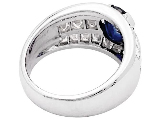Autre Marque Weißgoldring, Saphir und Diamanten - Ansicht 4
