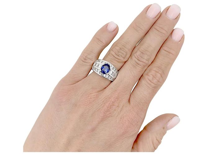 Autre Marque Weißgoldring, Saphir und Diamanten - Ansicht 5