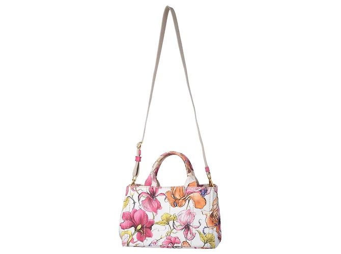 Borsa Tote Small Canapa con stampa floreale Prada Multicolore - vista 6