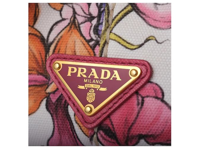 Borsa Tote Small Canapa con stampa floreale Prada Multicolore - vista 8