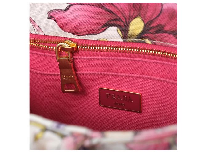 Borsa Tote Small Canapa con stampa floreale Prada Multicolore - vista 9