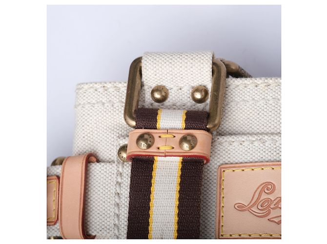 Borsa Cabas Pm Globe in tela rossa Louis Vuitton Beige - vista 6
