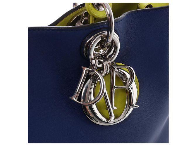 Borsa 2Way Diorissimo in pelle blu navy x giallo - vista 10