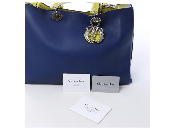 Borsa 2Way Diorissimo in pelle blu navy x giallo - vista 12