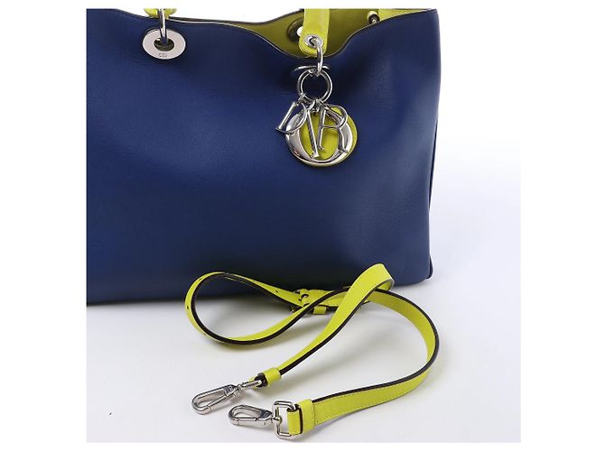 Borsa 2Way Diorissimo in pelle blu navy x giallo - vista 17