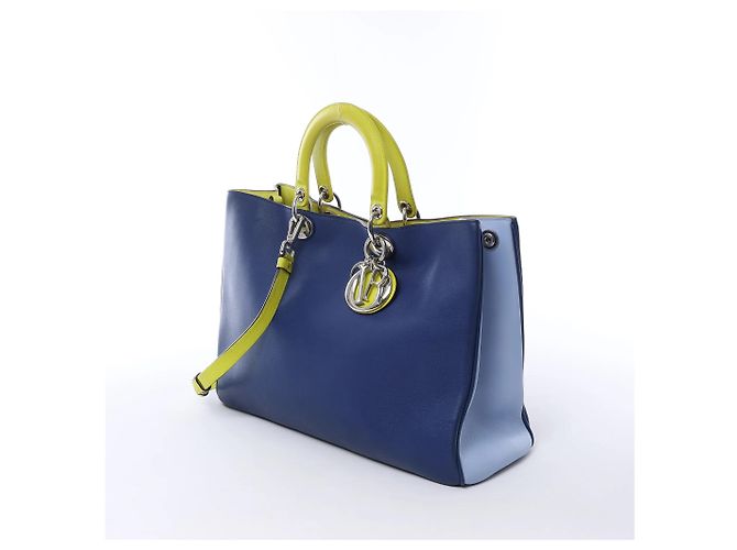 Borsa 2Way Diorissimo in pelle blu navy x giallo - vista 2