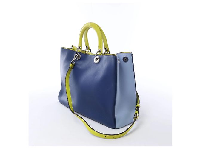 Borsa 2Way Diorissimo in pelle blu navy x giallo - vista 4