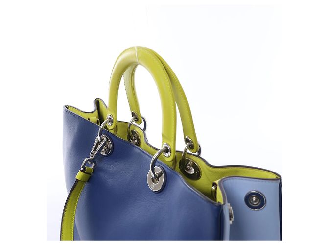 Borsa 2Way Diorissimo in pelle blu navy x giallo - vista 5