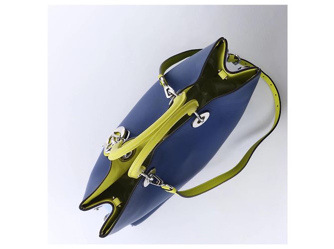 Borsa 2Way Diorissimo in pelle blu navy x giallo - vista 6