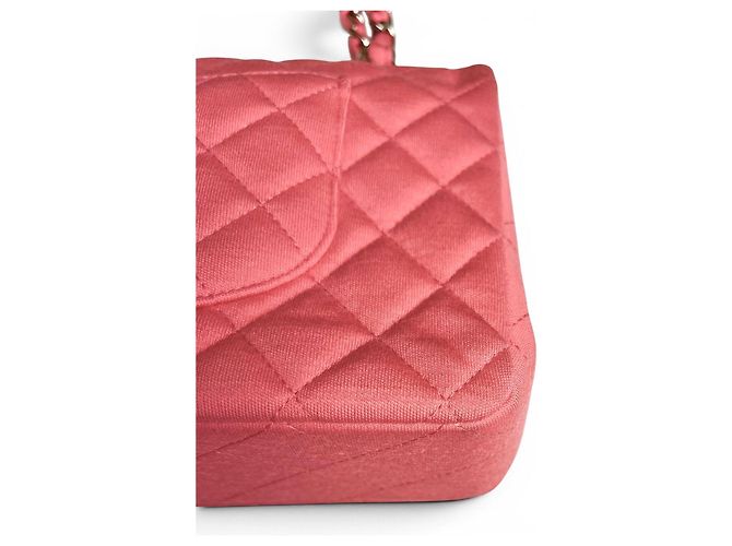 Borsa Chanel 14A Supermarket Pink Jersey Medium Classic Timeless Double Flap Bag Rosa Silver hardware - vista 10