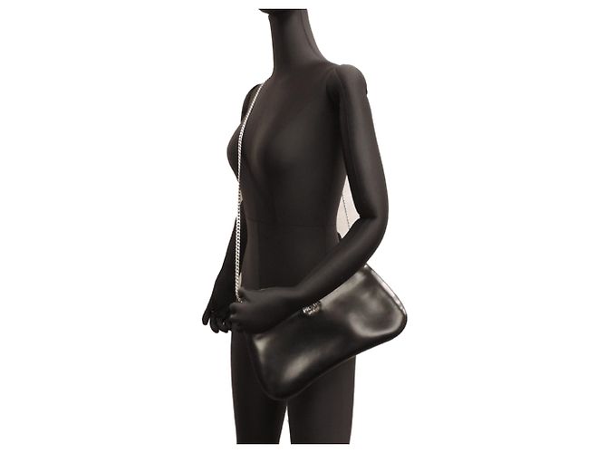 Borsa a tracolla in pelle nera Prada Sydney Nero - vista 9