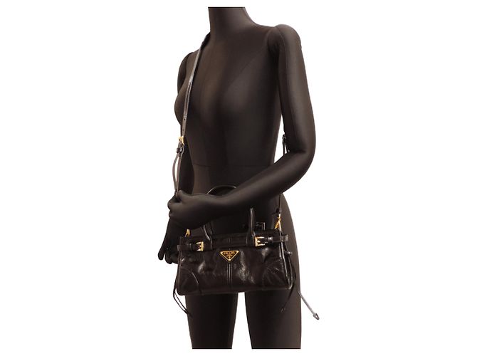 Mini borsa in pelle Bonnie di Prada Nero - vista 8