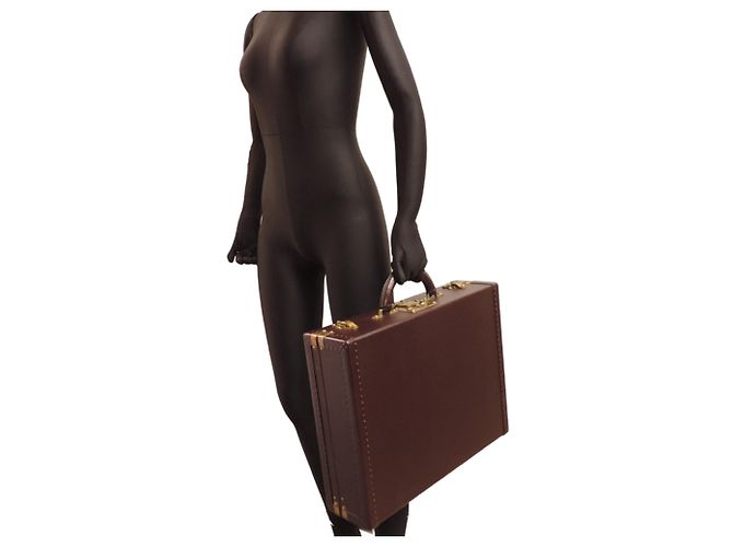 Valigetta in pelle Taiga Louis Vuitton Marrone - vista 10