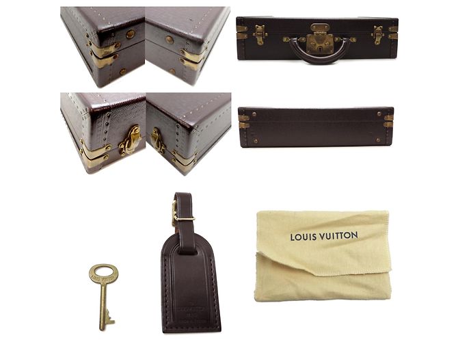Valigetta in pelle Taiga Louis Vuitton Marrone - vista 9