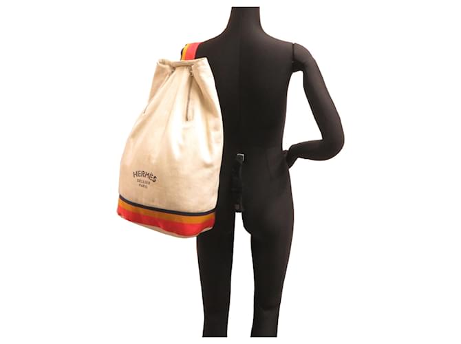 Hermès Borsa a tracolla in cotone Hermes Cavalier Beige - vista 9