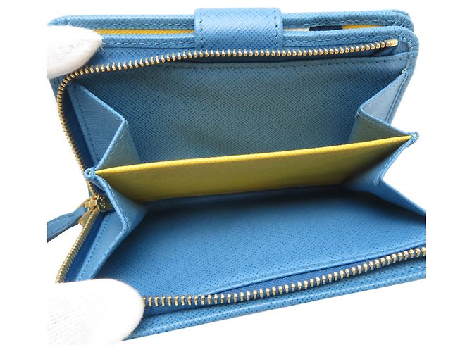 Saffiano Portafoglio bi-fold da donna Prada Bianco Blu Multicolore Giallo Blu navy - vista 7