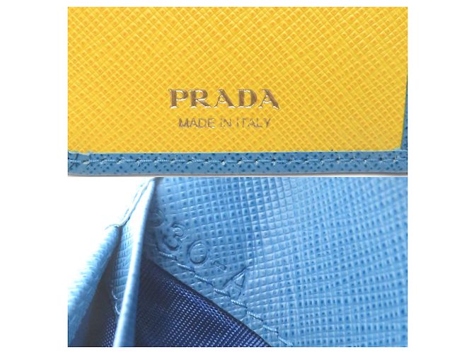 Saffiano Portafoglio bi-fold da donna Prada Bianco Blu Multicolore Giallo Blu navy - vista 8