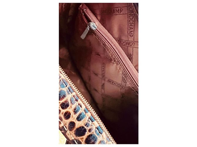 Borsa Longchamp in pelle effetto coccodrillo marrone - vista 10