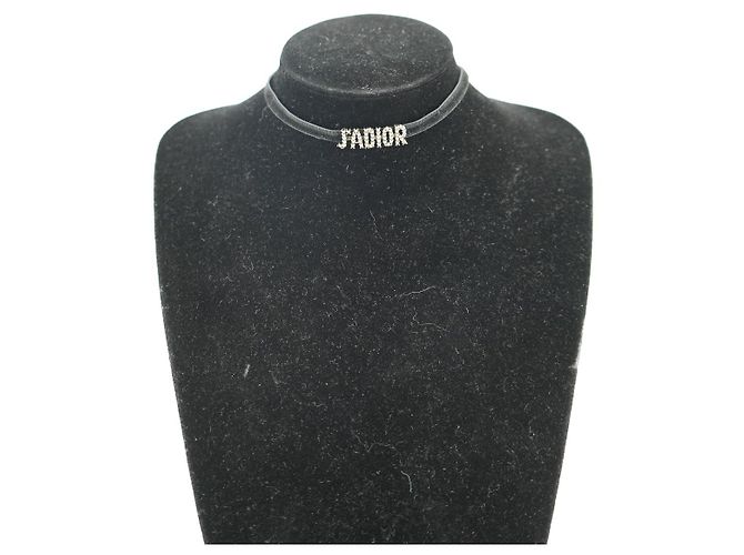 Dior Collana choker Christian in velluto nero con strass J'A - vista 2