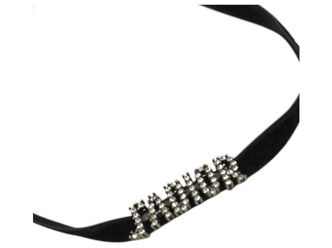 Dior Collana choker Christian in velluto nero con strass J'A - vista 4