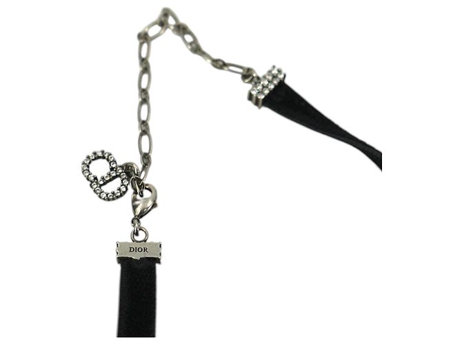 Dior Collana choker Christian in velluto nero con strass J'A - vista 5