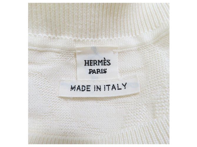 Hermès Hermes Naoussa Chne Dunkel Ivory Silk Knit Crudo - vista 5
