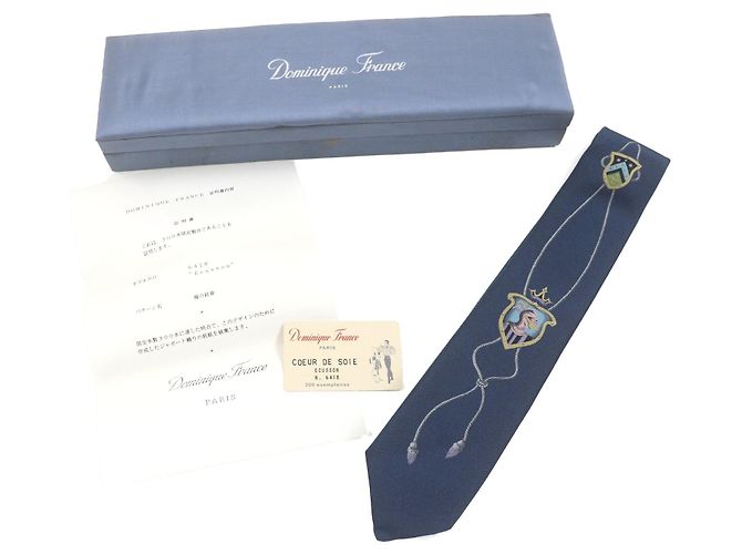 Autre Marque Cravatta in seta Dominique France Ecusson Blu Blu navy - vue 2