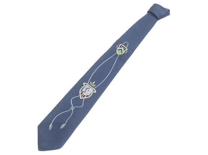 Autre Marque Cravatta in seta Dominique France Ecusson Blu Blu navy - vue 4