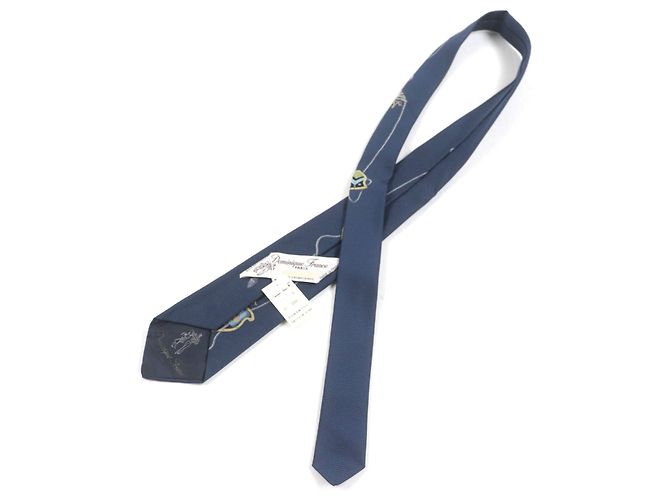 Autre Marque Cravatta in seta Dominique France Ecusson Blu Blu navy - vue 5