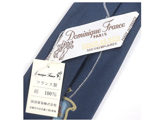 Autre Marque Cravatta in seta Dominique France Ecusson Blu Blu navy - vue 7