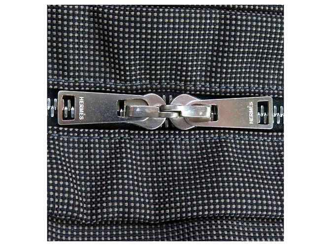 Hermès Hermes Her Line Canvas Tote Bag Braun Grau - Ansicht 12