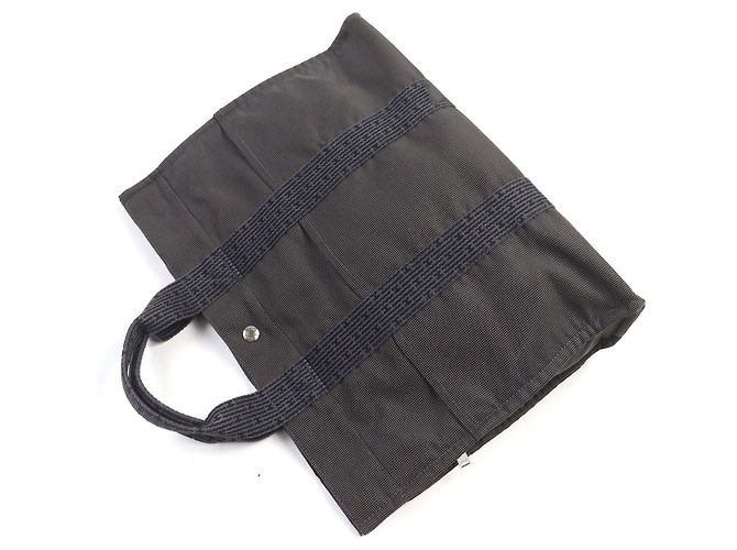 Hermès Hermes Her Line Canvas Tote Bag Braun Grau - Ansicht 5